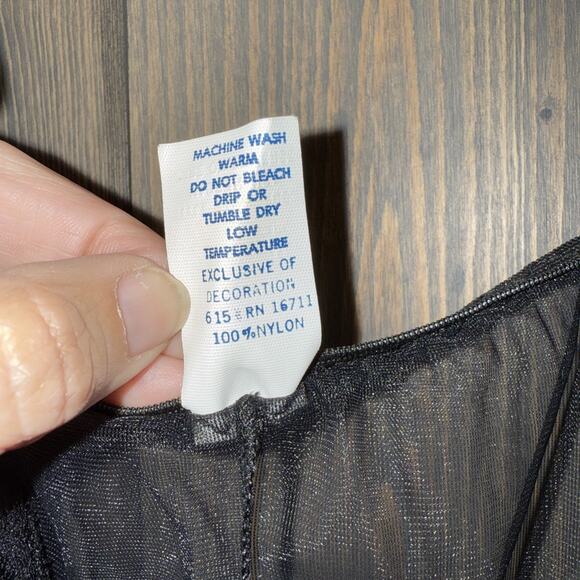 Vintage Black Fish Net Teddy Lingerie white Satin ribbon Bustier Sz M Burlesque - Picture 7 of 9